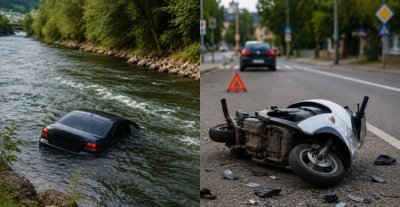 Автомобил падна в река Искър, двама пострадаха при сблъсък в Правец