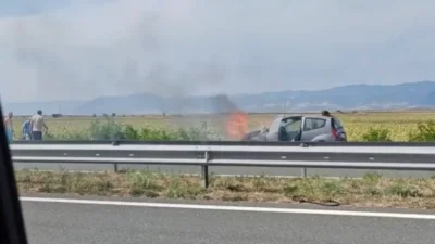 И кола се запали на &bdquo;Тракия&ldquo;