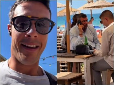 "И почвам да бегам, бате": Актьор излови Кандев с бира под чадъра (ВИДЕО)
