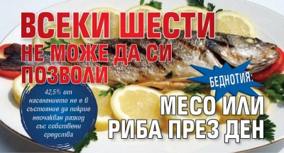 Беднотия: Всеки шести не може да си позволи месо или риба през ден