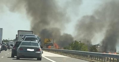 Пожарът на АМ "Тракия" е овладян, но не и локализиран