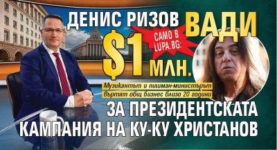 Само в Lupa.bg: Денис Ризов вади $1 млн. за президентската кампания на Ку-ку Христанов