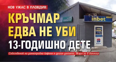 НОВ УЖАС В ПЛОВДИВ: Кръчмар едва не уби 13-годишно дете