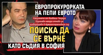 Европрокурорката на Пепи Еврото поиска да се върне като съдия в София