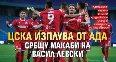 ЦСКА изплува от ада срещу Макаби на "Васил Левски"