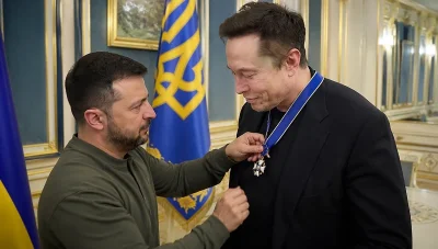 Зеленски закичи Мъск с Орден на свободата