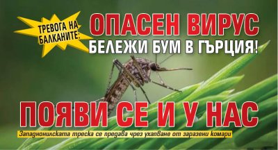 Тревога на Балканите: Опасен вирус бележи бум в Гърция! Появи се и у нас