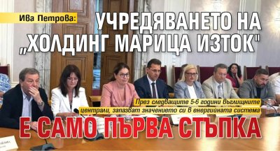 Ива Петрова: Учредяването на &bdquo;Холдинг Марица Изток" е само първа стъпка
