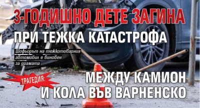 ТРАГЕДИЯ: 3-годишно дете загина при тежка катастрофа между камион и кола във Варненско