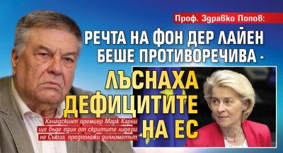 Проф. Здравко Попов: Речта на Фон дер Лайен беше противоречива - лъснаха дефицитите на ЕС