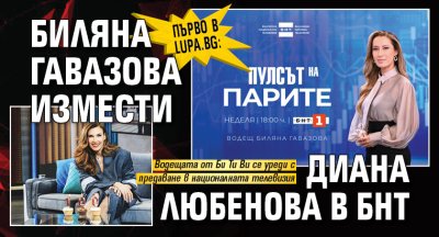 Първо в Lupa.bg: Биляна Гавазова измести Диана Любенова в БНТ