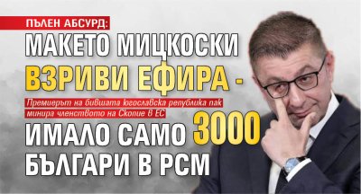 ПЪЛЕН АБСУРД: Макето Мицкоски взриви ефира - имало само 3000 българи в РСМ