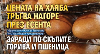 Цената на хляба тръгва нагоре през есента заради по-скъпите горива и пшеница