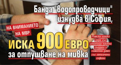 НА ВНИМАНИЕТО НА МВР: Банда "водопроводчици" изнудва в София, иска 900 евро за отпушване на мивка 