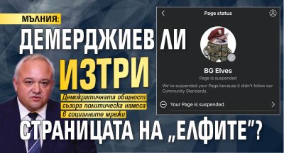 МЪЛНИЯ: Демерджиев ли изтри страницата на "Елфите"?