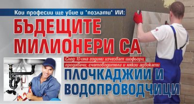 Кои професии ще убие и "позлати" ИИ: Бъдещите милионери са плочкаджии и водопроводчици