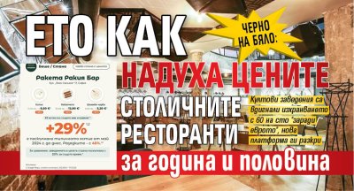 ЧЕРНО НА БЯЛО: Ето как надуха цените столичните ресторанти за година и половина 