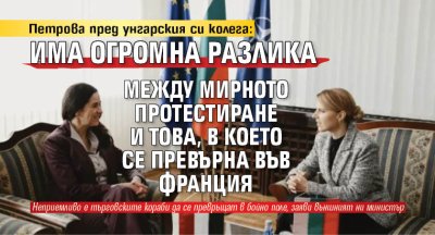 Петрова пред унгарския си колега: Има огромна разлика между мирното протестиране и това, в което се превърна във Франция