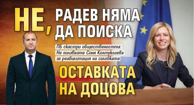 Не, Радев няма да поиска оставката на Доцова 