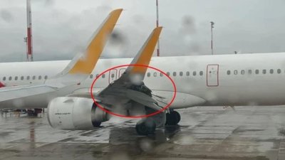 Ято птици разкъса крилото на самолет при излитане от летището в Истанбул