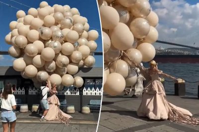 Балони аха да отмъкнат булка по време на фотосесия в Истанбул