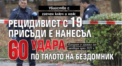 Убийство с гаечен ключ и нож: Рецидивист с 19 присъди е нанесъл 60 удара по тялото на бездомник