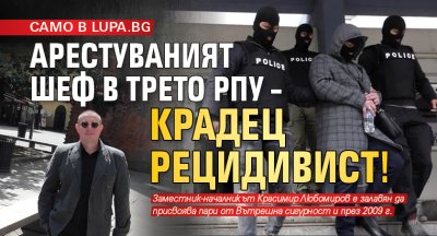 САМО В LUPA.BG Арестуваният шеф в Трето РПУ – крадец рецидивист!