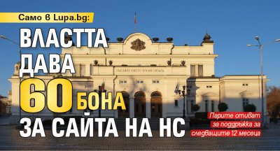 Първо в Lupa.bg: Властта дава 60 бона за сайта на НС