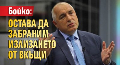 Бойко: Остава да забраним излизането от вкъщи