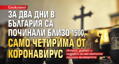 Спокойно! За два дни в България са починали близо 1500, само четирима от коронавирус