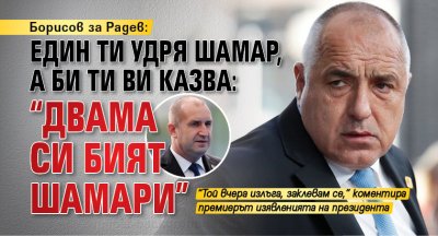 Борисов за Радев: Един ти удря шамар, а Би Ти Ви казва: "Двама си бият шамари"