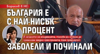 Борисов в НС: България е с най-нисък процент заболели и починали