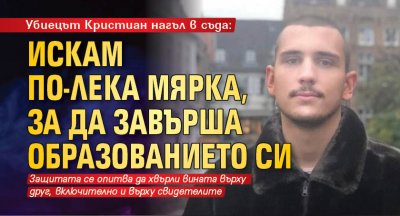 Убиецът Кристиан нагъл в съда: Искам по-лека мярка, за да завърша образованието си