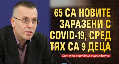 65 са новите заразени с Covid-19, сред тях са 9 деца 