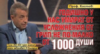 Проф. Костов: Годишно у нас умират от усложнения от грип не по-малко от 1000 души