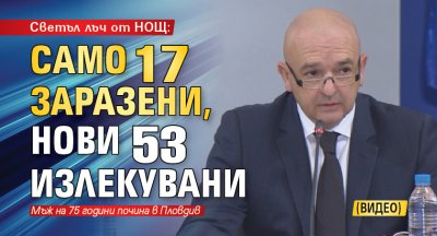 Светъл лъч от НОЩ: Само 17 заразени, нови 53 излекувани (ВИДЕО)