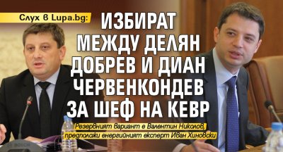 Слух в Lupa.bg: Избират между Делян Добрев и Диан Червенкондев за шеф на КЕВР