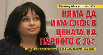 Теменужка успокоява: Няма да има скок в цената на парното с 20%