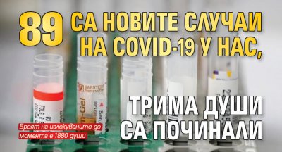 89 са новите случаи на COVID-19 у нас, трима души са починали