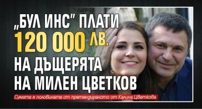 „Бул Инс” плати 120 000 лв. на дъщерята на Милен Цветков