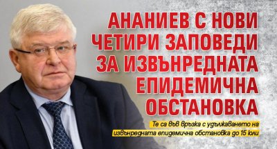 Ананиев с нови четири заповеди за извънредната епидемична обстановка