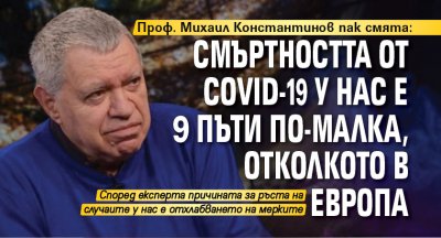 Проф. Михаил Константинов пак смята: Смъртността от COVID-19 у нас е 9 пъти по-малка, отколкото в Европа