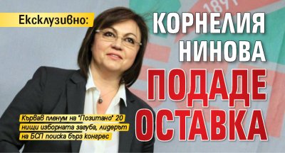 Ексклузивно: Корнелия Нинова подаде оставка (обновена)