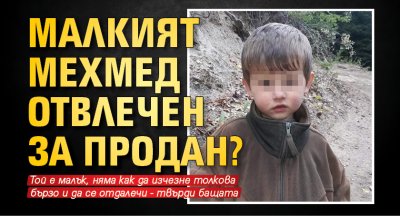 Малкият Мехмед отвлечен за продан?