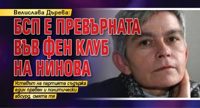 Велислава Дърева: БСП е превърната във фен клуб на Нинова