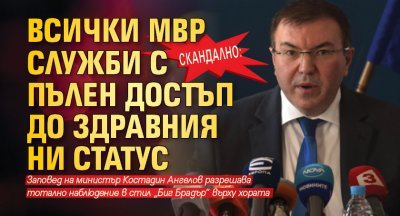 СКАНДАЛНО: Всички МВР служби с пълен достъп до здравния ни статус