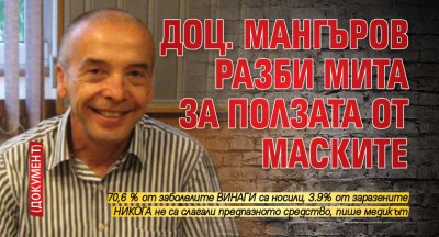 Доц. Мангъров разби мита за ползата от маските (ДОКУМЕНТ)