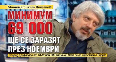 Математикът Витанов: Минимум 69 000 ще се заразят през ноември