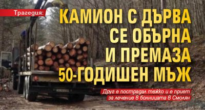 Трагедия: Камион с дърва се обърна и премаза 50-годишен мъж