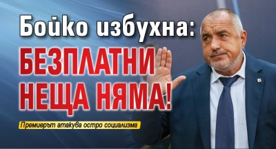 Бойко избухна: Безплатни неща няма!